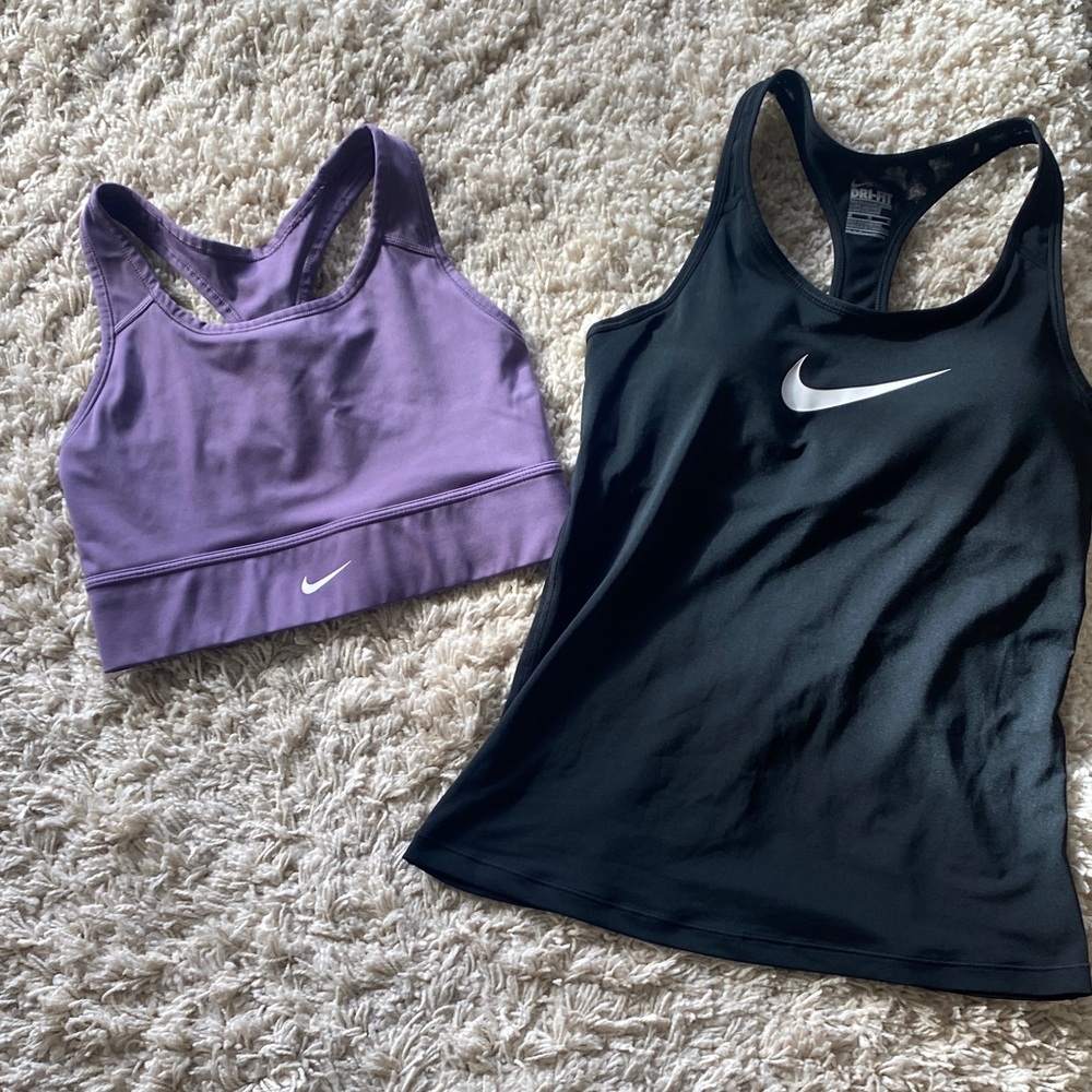 Nike Black and Purple Activewear Set